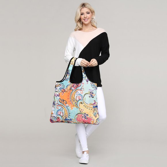 Chic Reusable Shopping Bag - Modern Paisley - Picture 1 of 3